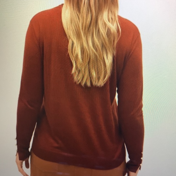 NWT Violeta by Mango Decorative Button Dark Dark Red Sweater XL - Picture 7 of 8